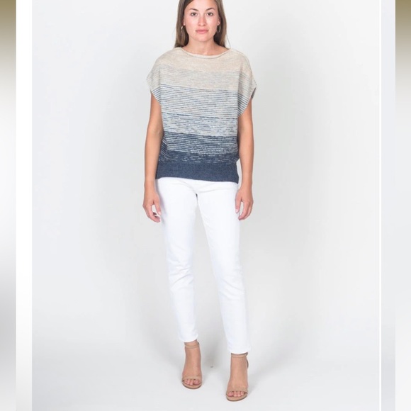 Brochu Walker Navy and Cream Knit Tee Anthropologie small FLAW,All Products : American Fashion Style Bags On Sale